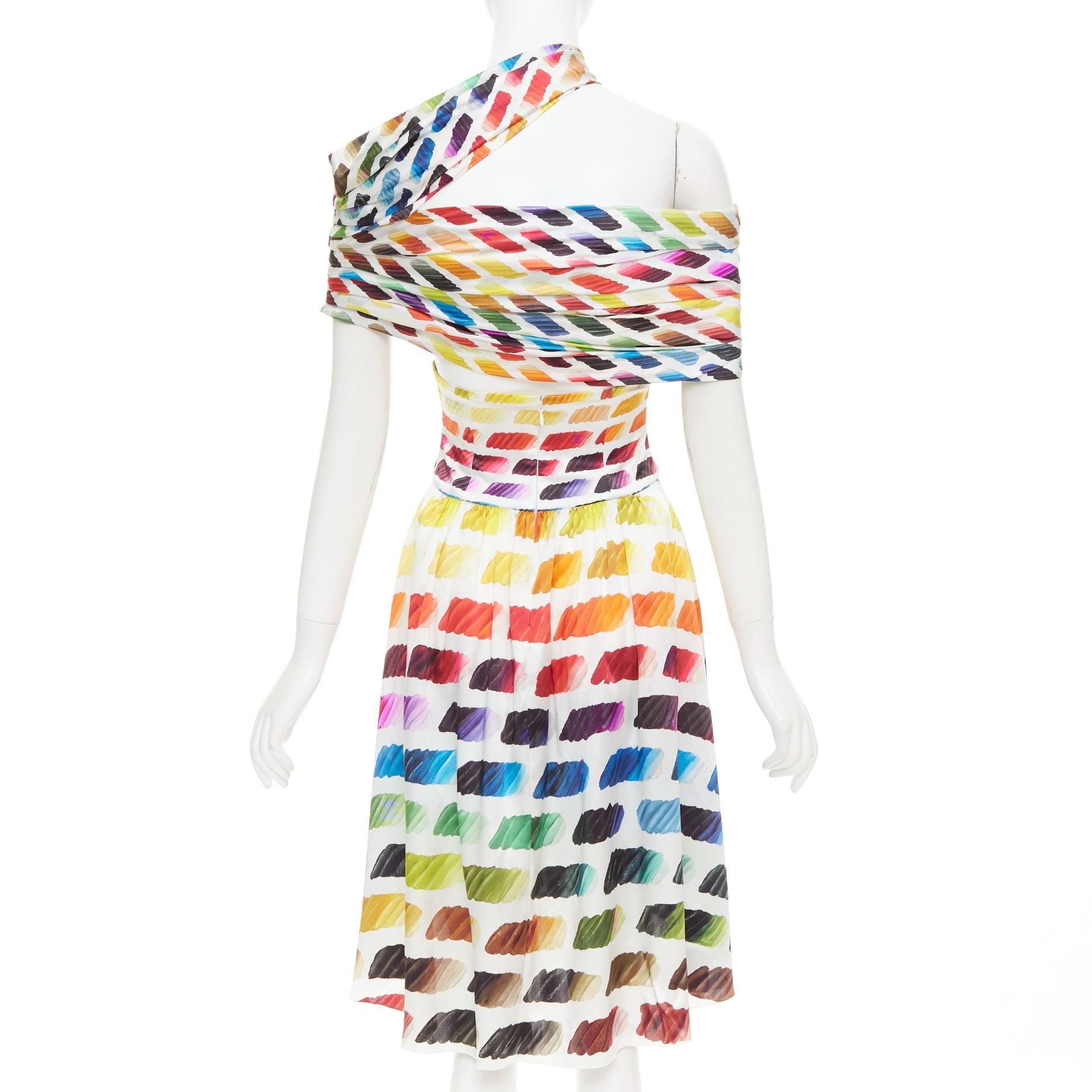 Donna Chanel Karl Lagerfeld for Chanel 2014 Runway Colorama CC top in seta, gonna midi FR34 XS in vendita