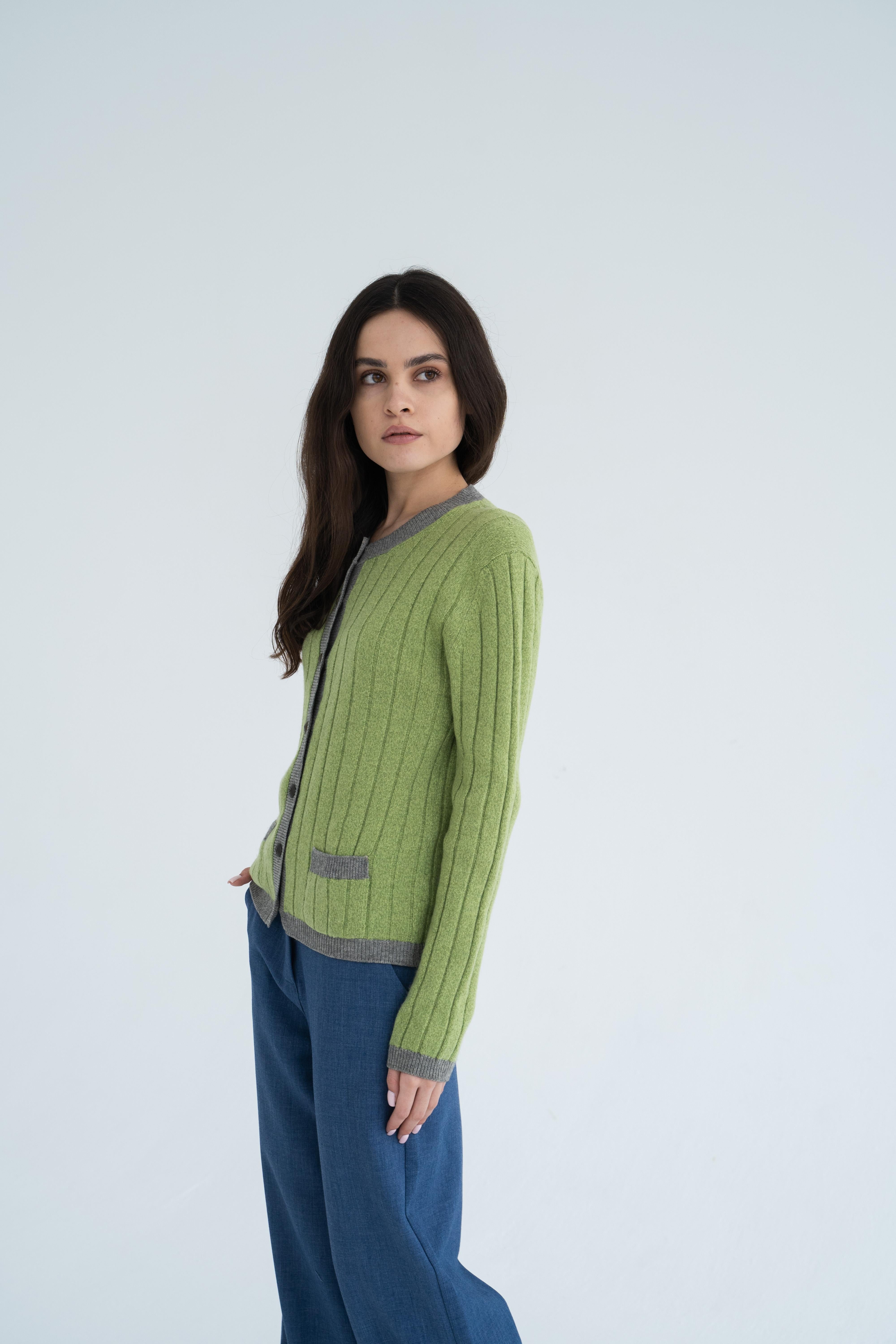 chanel green cardigan