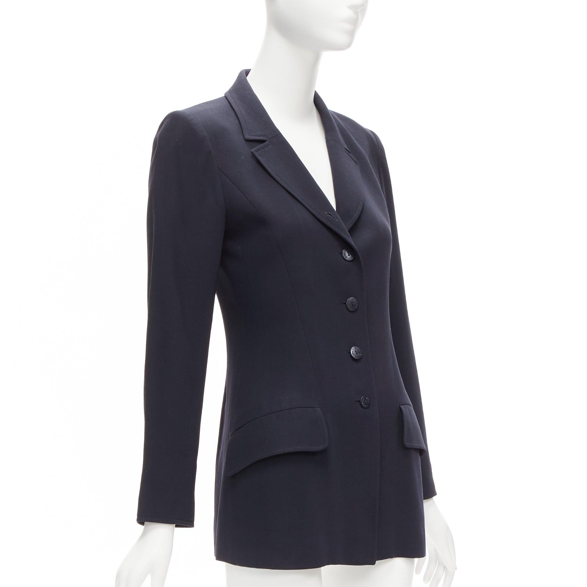 CHANEL Karl Lagerfeld 98A Vintage navy wool CC button blazer FR36 S In Good Condition For Sale In Hong Kong, NT