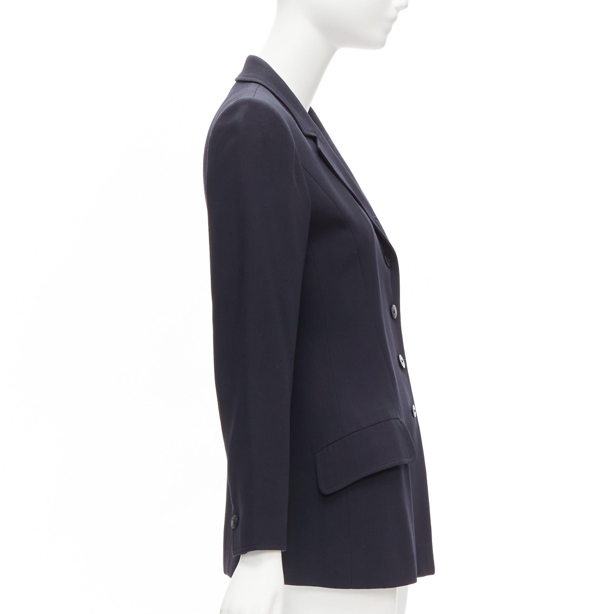 Blazer Karl Lagerfeld 98A vintage en laine bleu marine à boutons CC CHANEL FR36 S Pour femmes en vente