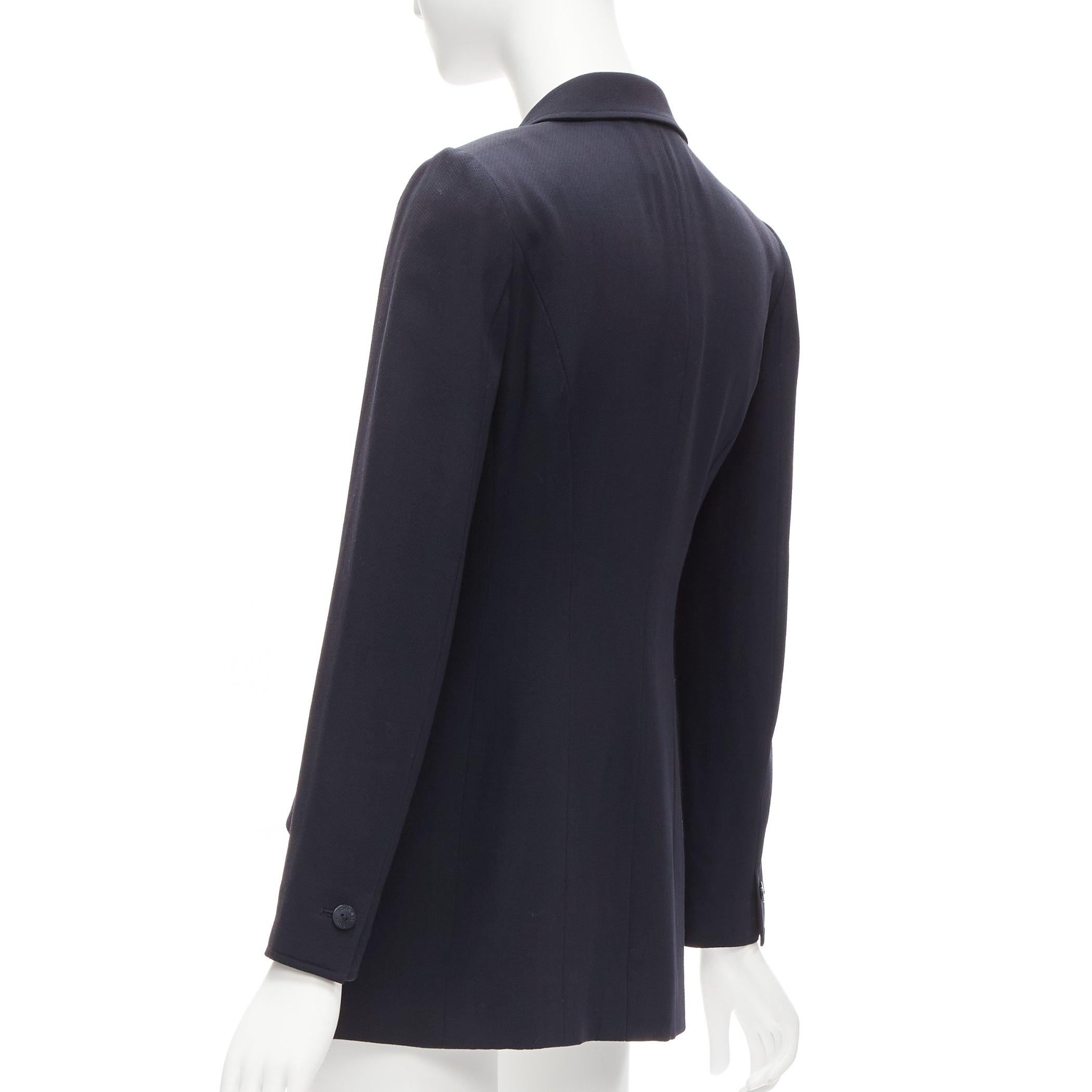 CHANEL Karl Lagerfeld 98A Vintage navy wool CC button blazer FR36 S For Sale 2