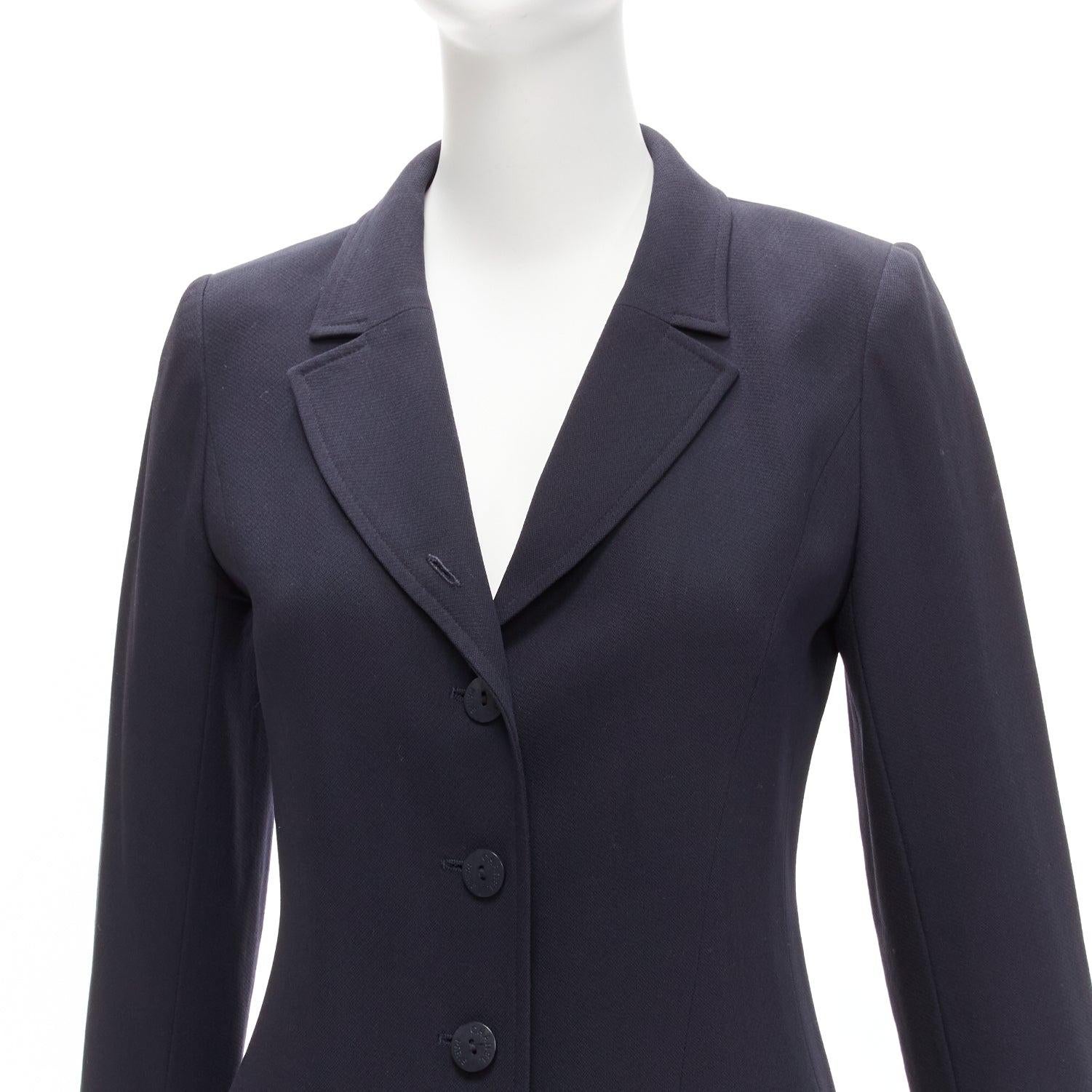 CHANEL Karl Lagerfeld 98A Vintage navy wool CC button blazer FR36 S For Sale 3