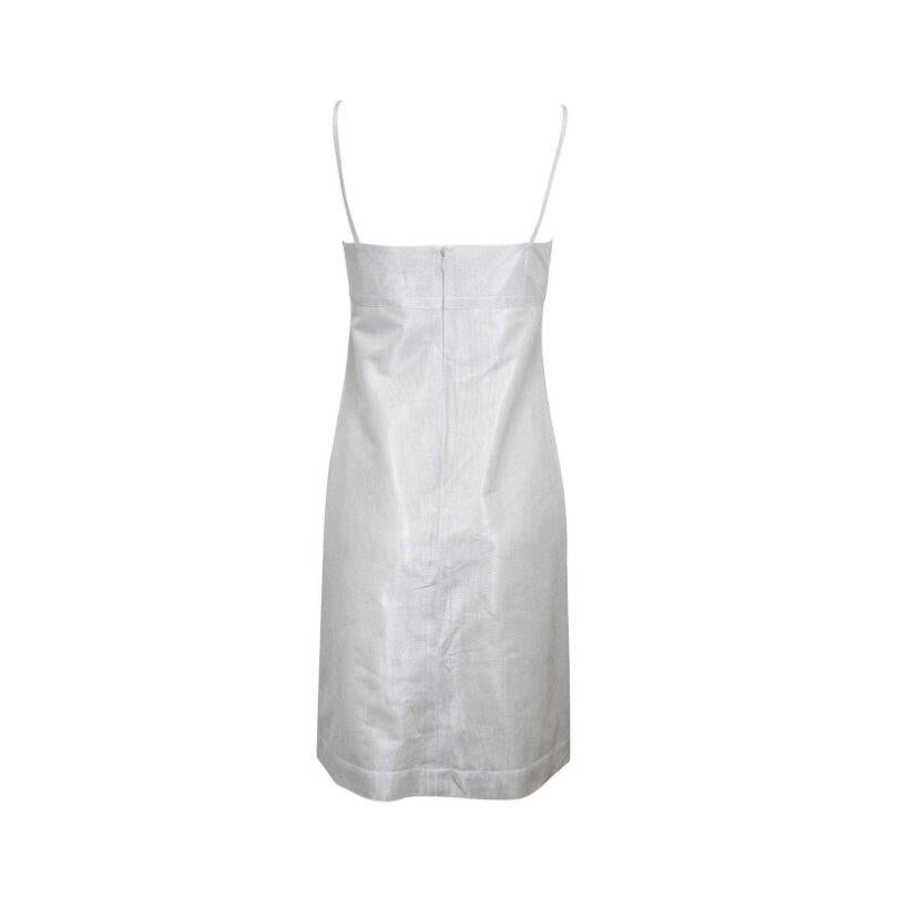 Chanel & Karl Lagerfeld 99P 1999 SPRING READY-TO-WEAR silver dress with logo-embellished waist plaque
Karl Lagerfeld for Chanel
Collection: 1999 SS
Country of production: France
Chanel style: 99p / P12715V07360 / AD753
Marked Size: FR