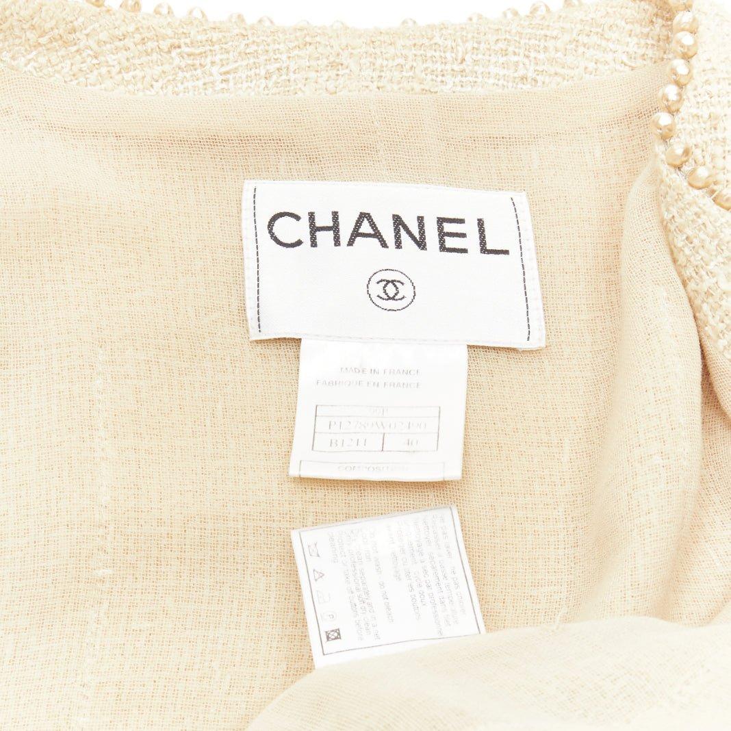 CHANEL Karl Lagerfeld for Chanel 99P Vintage pearl trim boucle tweed jacket FR40 L. en vente 6