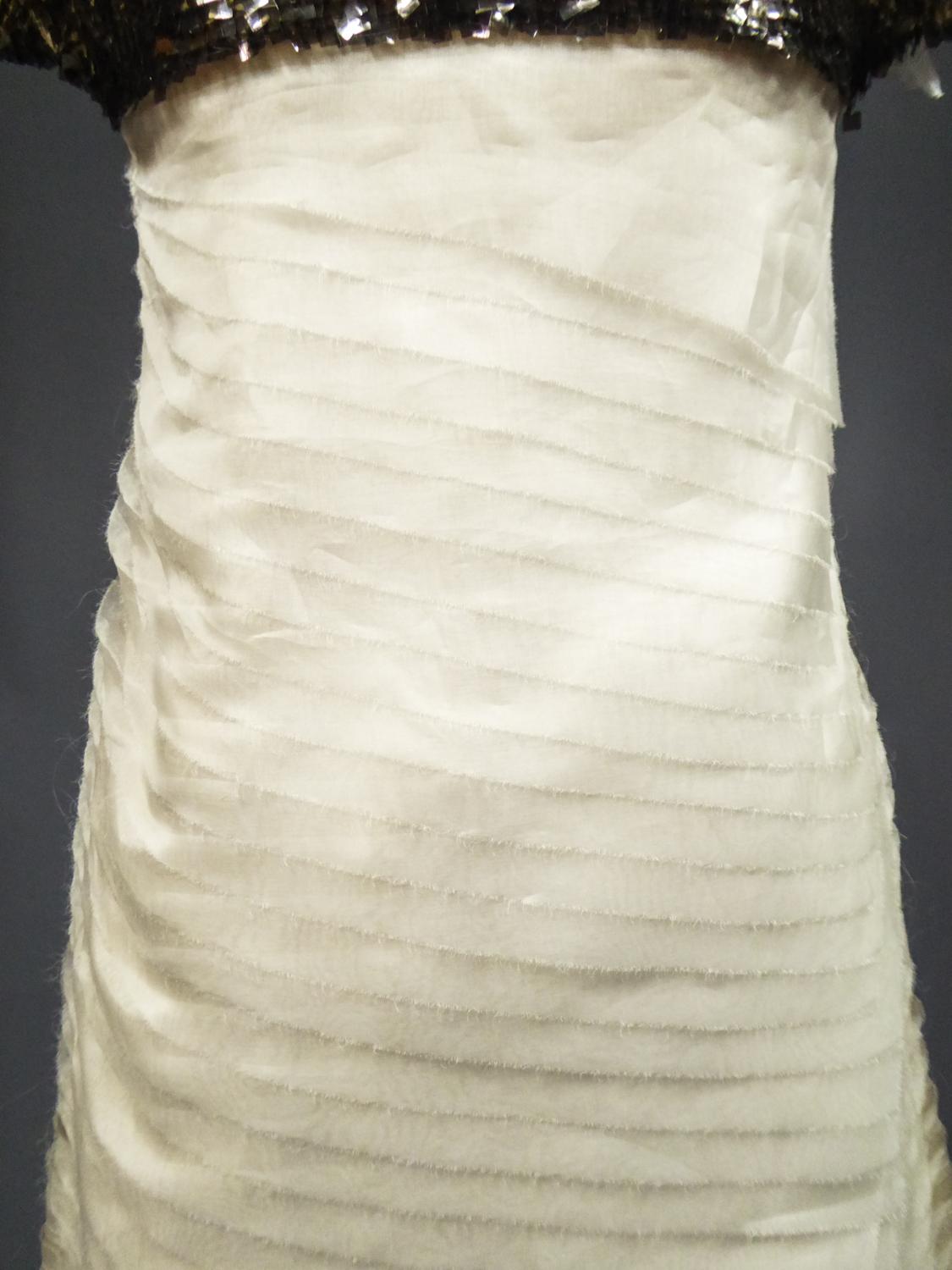 Beige A Chanel / Karl Lagerfeld Sequins & Silk Gauze Cocktail Dress Circa 2010  For Sale