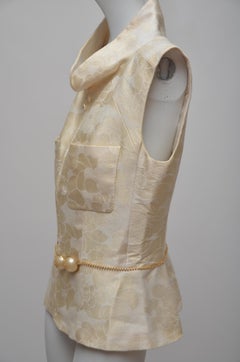 CHANEL Karl Lagerfeld Collection  Camellia Vest With Pearl Belt 2001   SZ 40