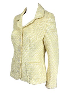 Chanel Karl Lagerfeld Cruise 1996 Gelbe weiße Tweedjacke