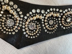 Chanel Karl Lagerfeld Era Leather Belt with Crystal and Pearl Embellishments