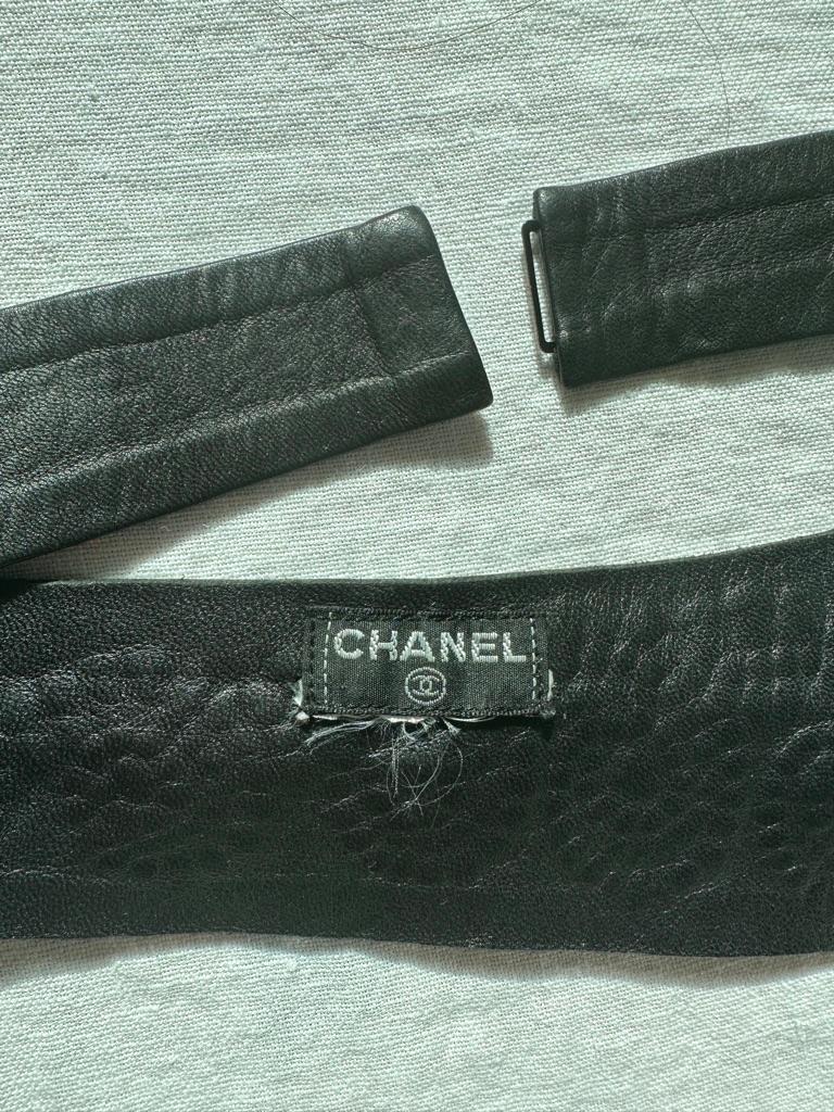 Chanel Karl Lagerfeld Era Leather Belt with Crystal and Pearl Embellishments In Good Condition For Sale In London, GB