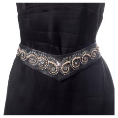Chanel Karl Lagerfeld Era Leather Belt with Crystal and Pearl Embellishments