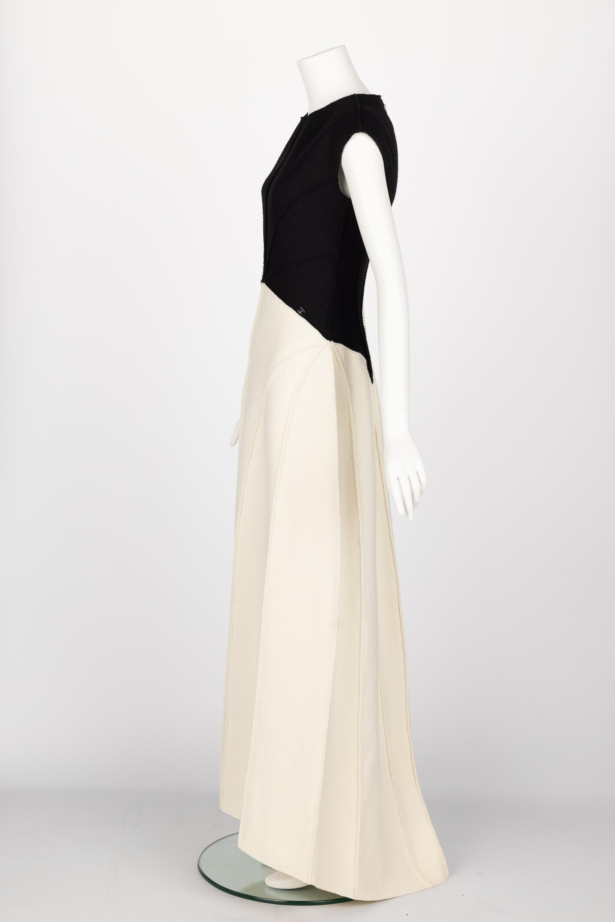Women's Chanel Karl Lagerfeld Fall 1999 Black & White Sculptural Sunburst Gown
