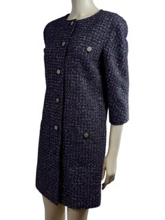 Chanel Karl Lagerfeld Fall 2014 Purple navy tweed coat