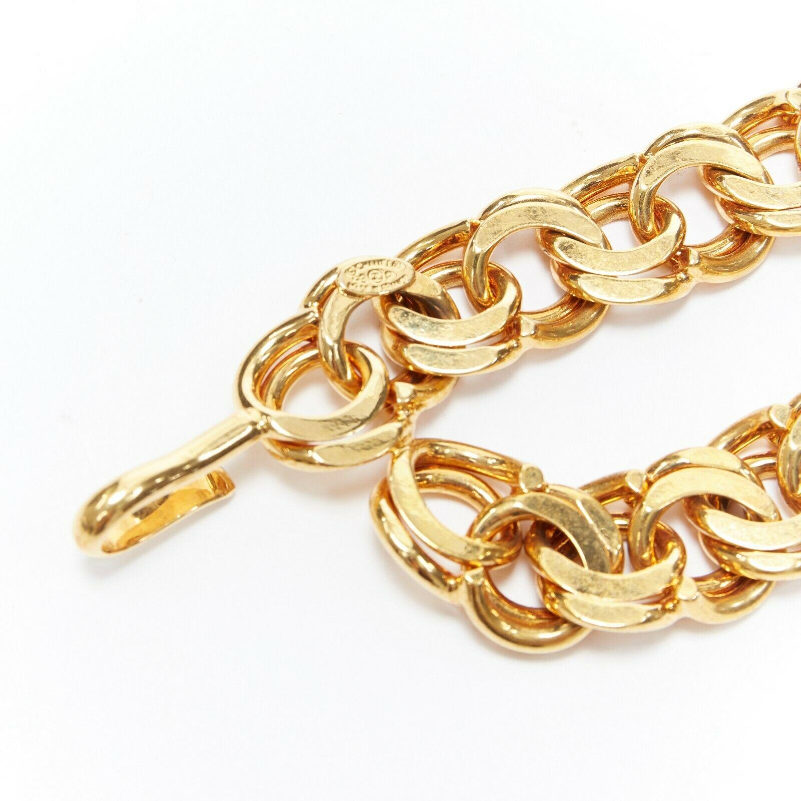 CHANEL KARL LAGERFELD heavy chunky gold-tone chain curb dual CC belt 5