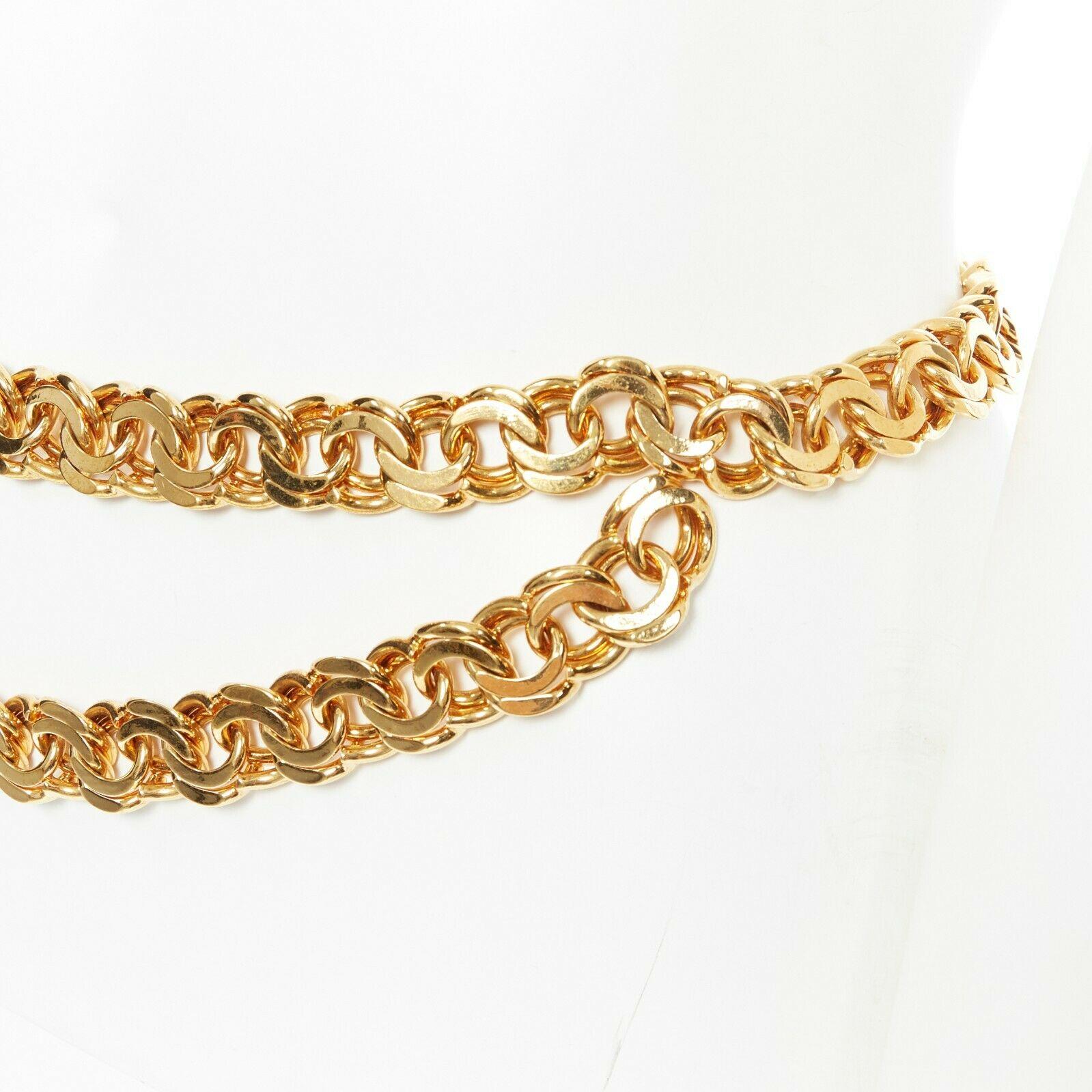 Women's CHANEL KARL LAGERFELD heavy chunky gold-tone chain curb dual CC belt