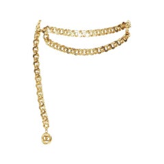 CHANEL KARL LAGERFELD heavy chunky gold-tone chain curb dual CC belt