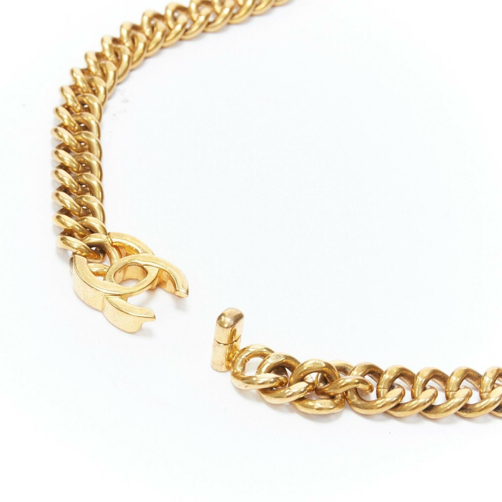 CHANEL KARL LAGERFELD heavy duty gold tone metal chain CC turnlock belt necklace In Good Condition In Hong Kong, NT