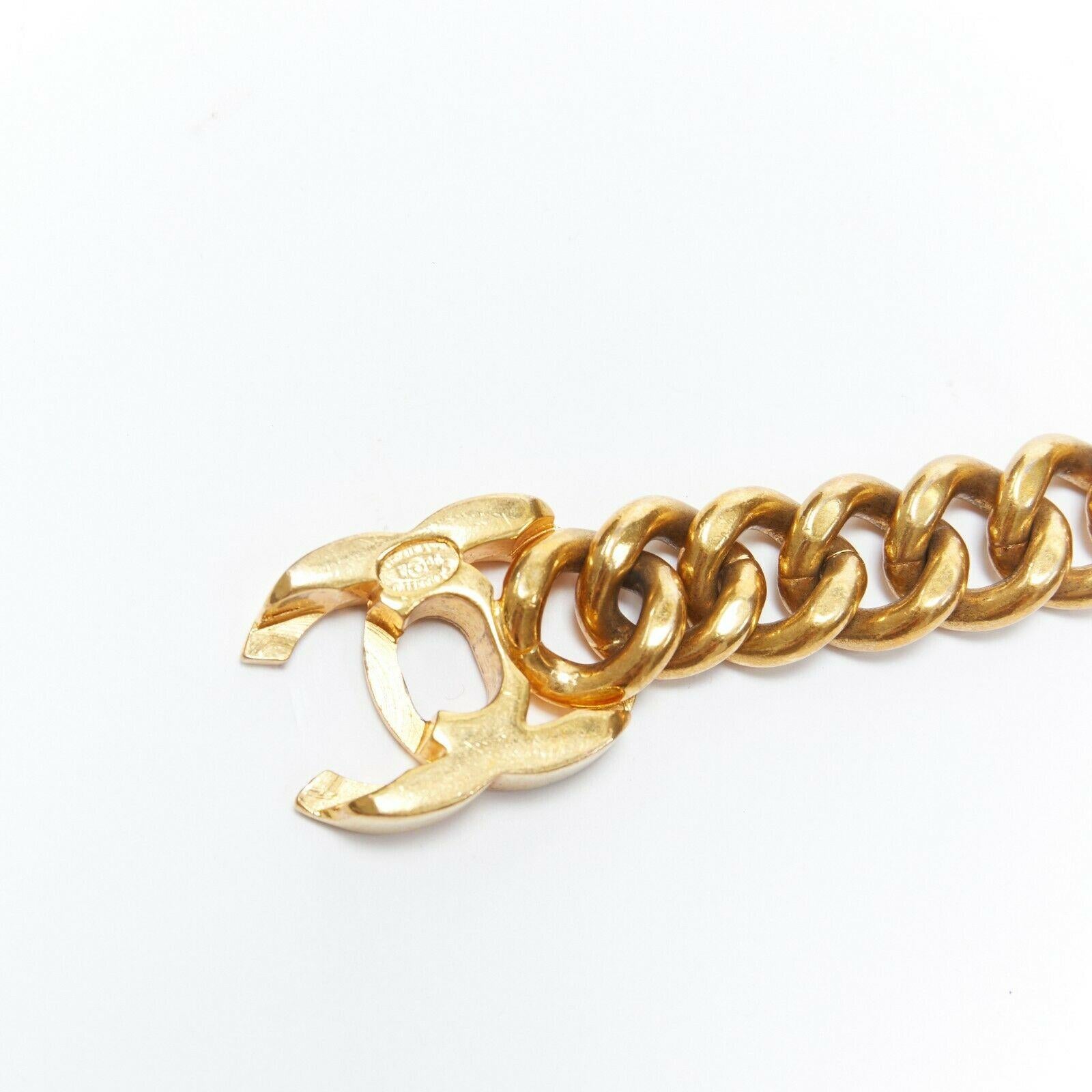 Women's CHANEL KARL LAGERFELD heavy duty gold tone metal chain CC turnlock belt necklace