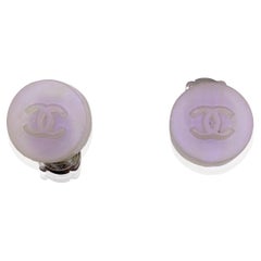 Chanel Karl Lagerfeld Iridescent Round CC Logo Studs Clip On Earrings