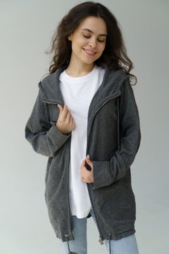 Chanel & Karl Lagerfeld Sport line Gray Zipped Cashmere Hoodie big CC