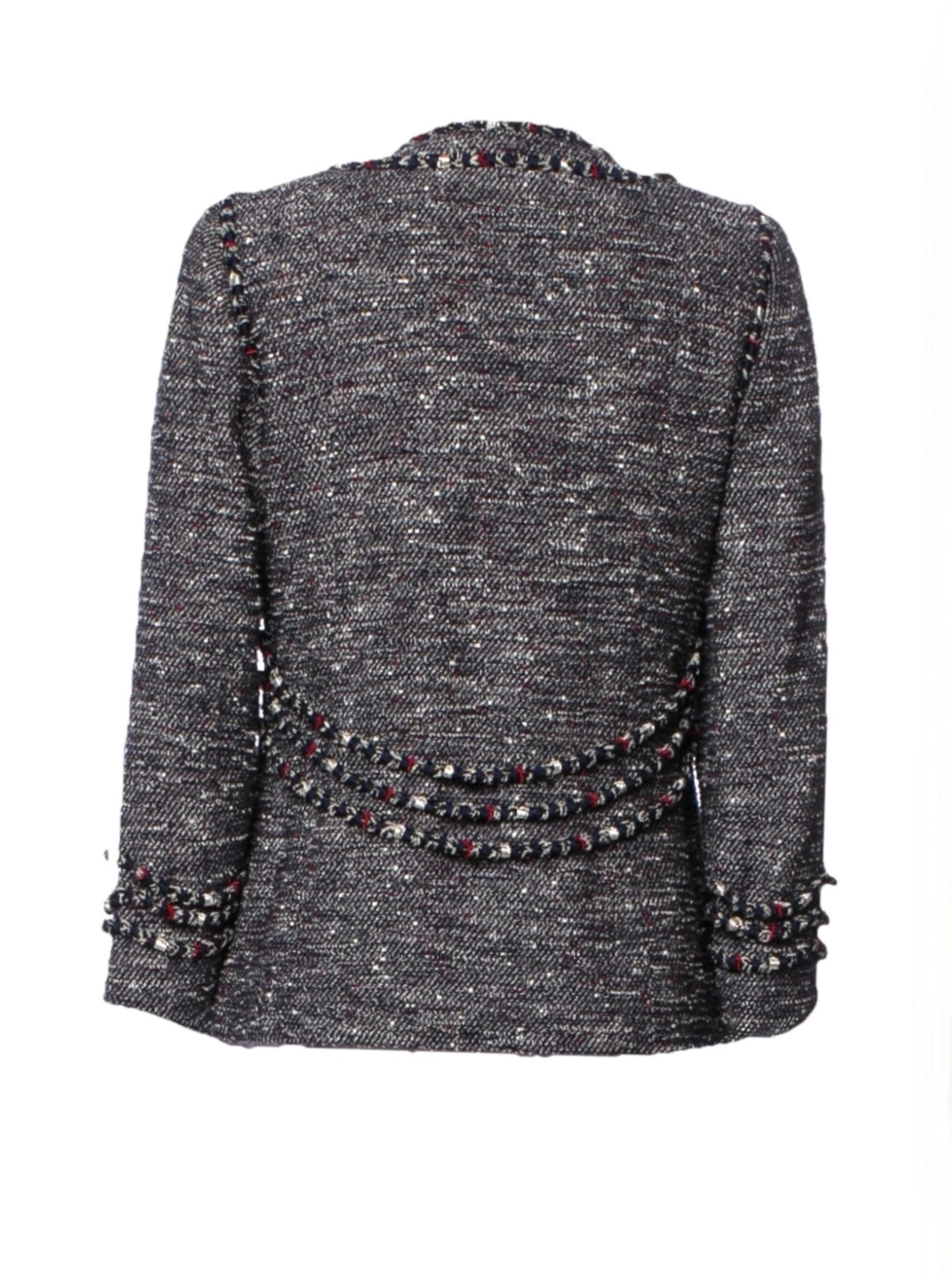 Women's CHANEL Karl Lagerfeld Spring 2010 Fringed Bouclé Tweed Jacket w/Camellia Buttons For Sale
