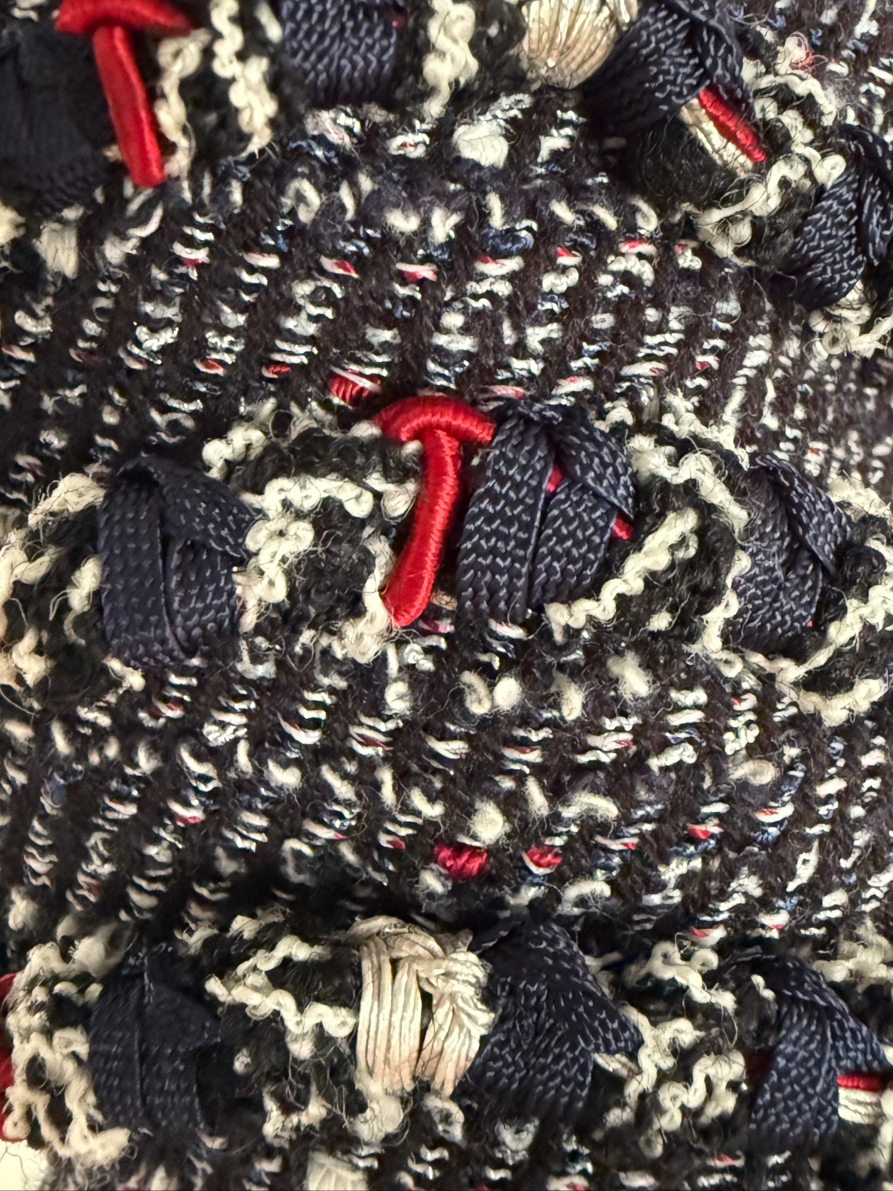 CHANEL Karl Lagerfeld Spring 2010 Fringed Bouclé Tweed Jacket w/Camellia Buttons For Sale 3