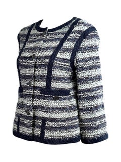 Chanel Karl Lagerfeld Spring 2013 Cropped tweed jacket navy white