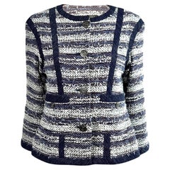 Chanel Karl Lagerfeld Spring 2013 Cropped tweed jacket navy white