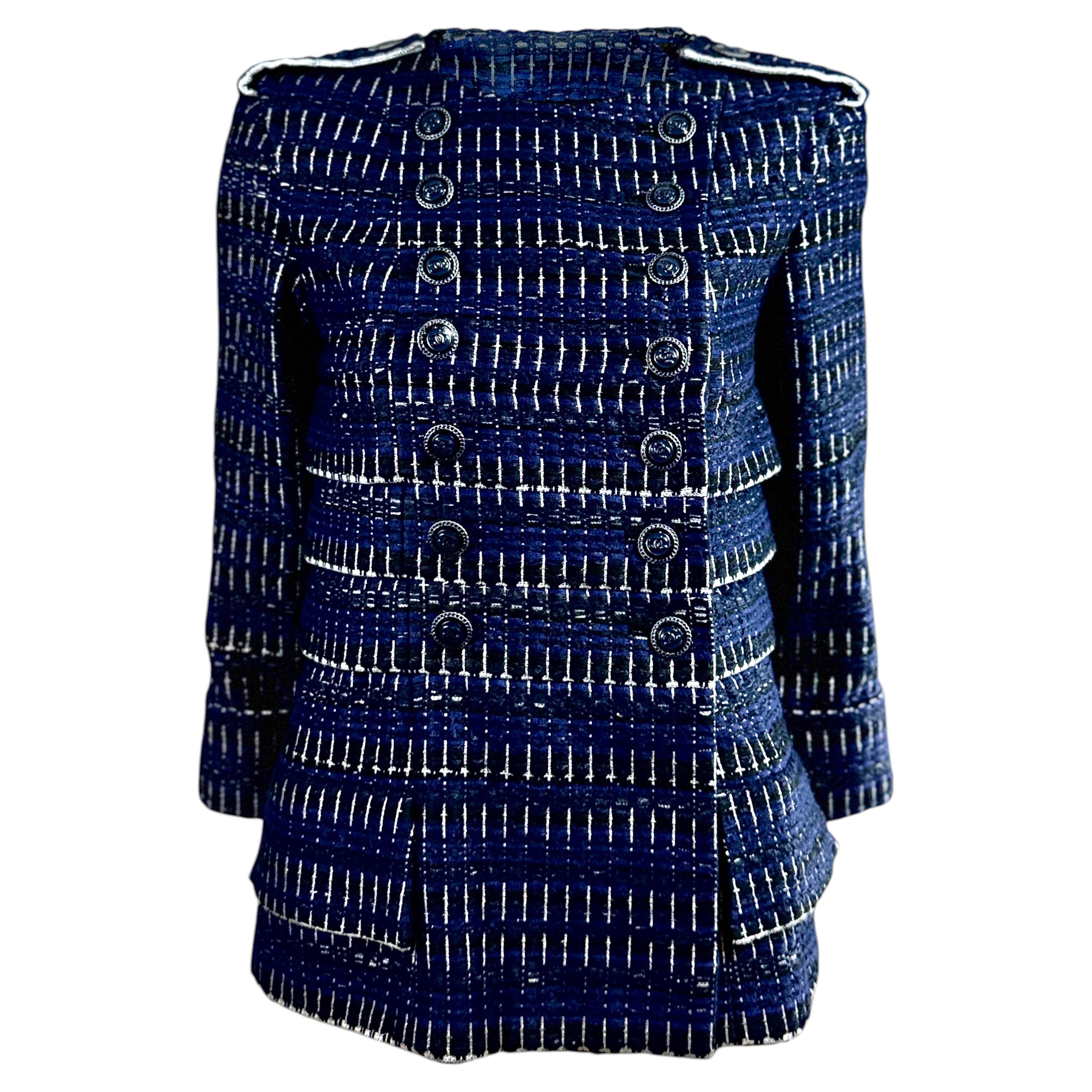 Chanel Karl Lagerfeld Spring 2016 Blue tweed jacket For Sale