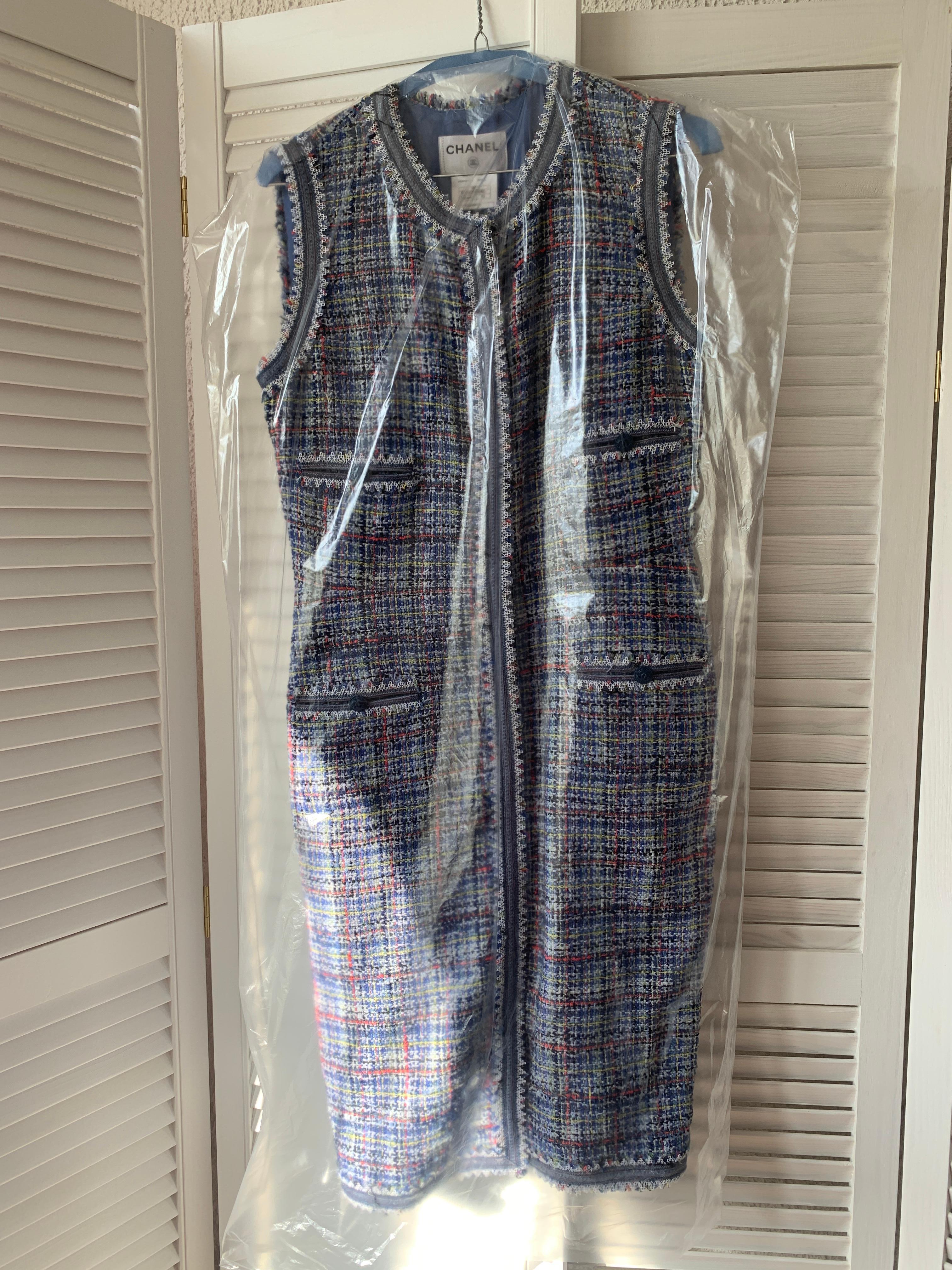 Chanel & Karl Lagerfeld SS09 2009 09P tweed blue Dress vest jacket FR38 11