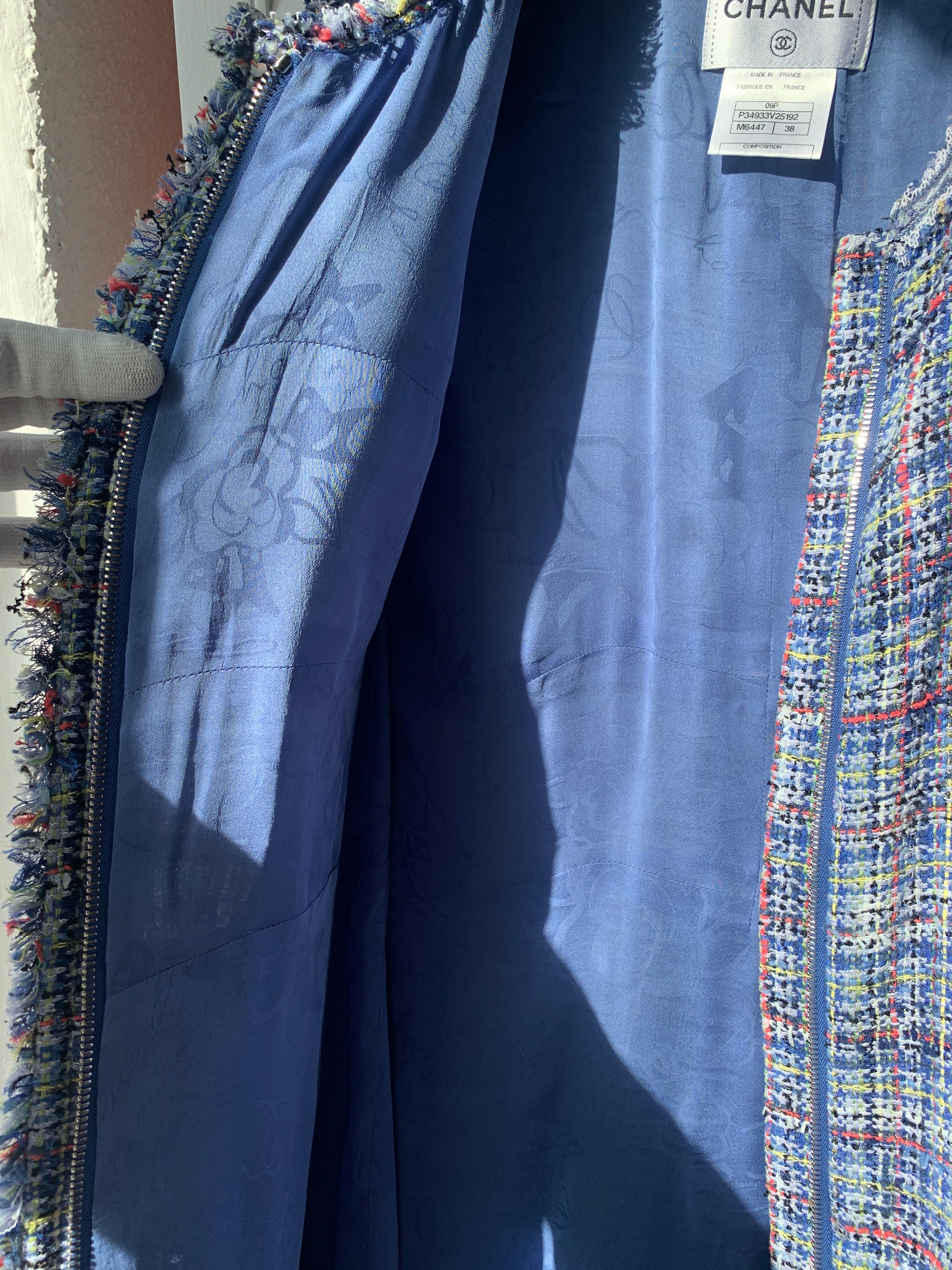 Chanel & Karl Lagerfeld SS09 2009 09P tweed blue Dress vest jacket FR38 12