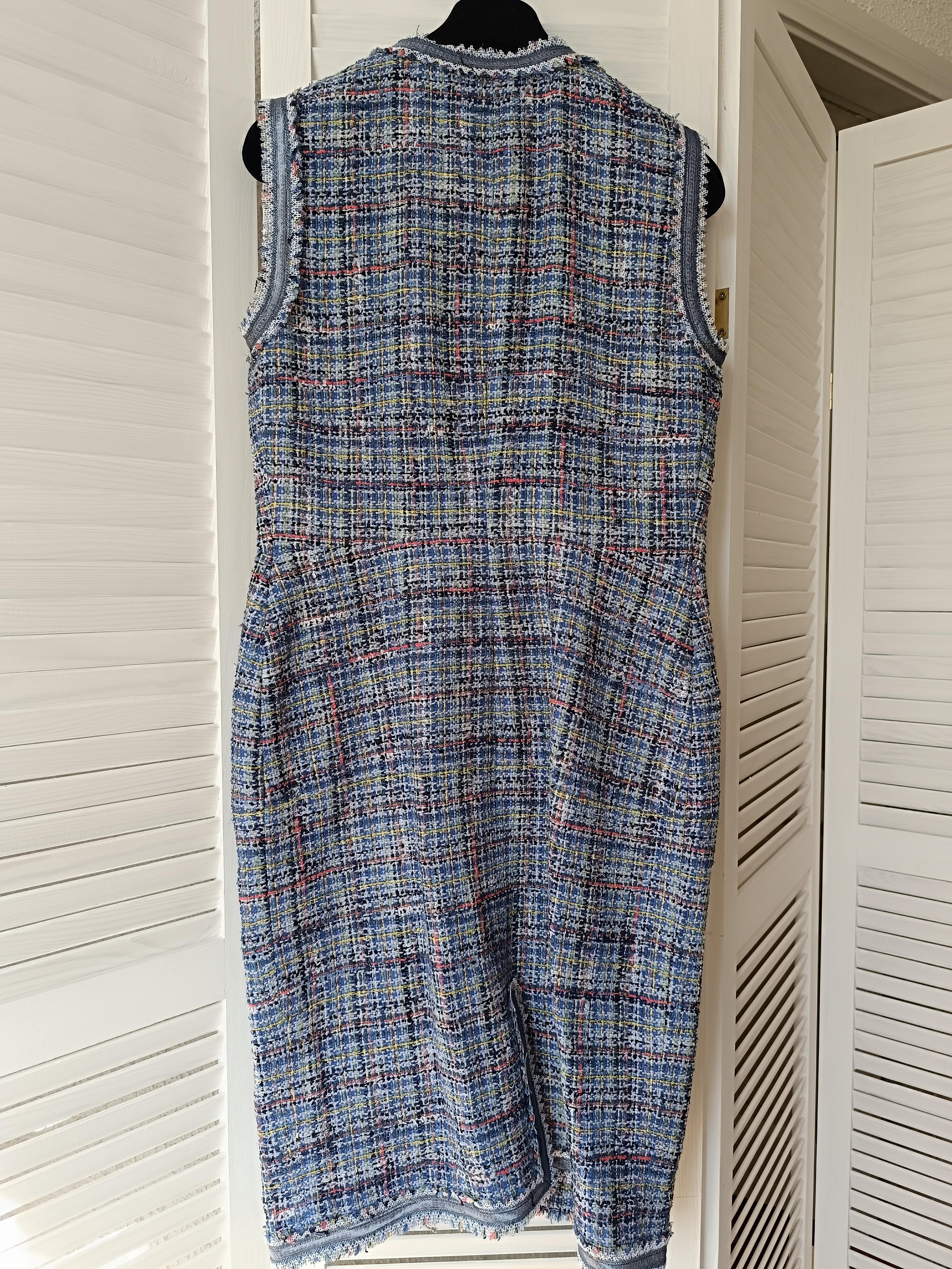 Chanel & Karl Lagerfeld SS09 2009 09P tweed blue Dress vest jacket FR38 15