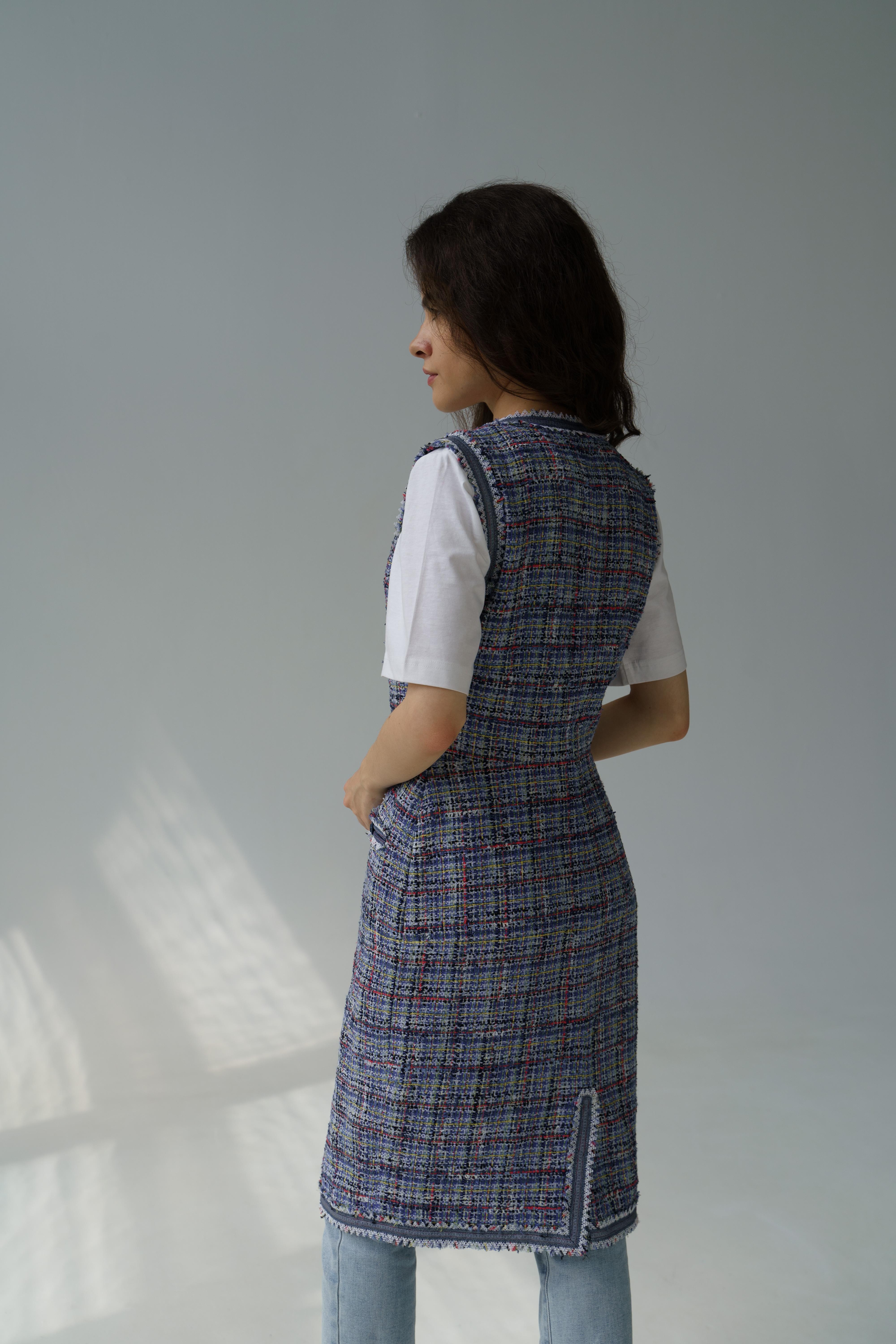 Chanel & Karl Lagerfeld SS09 2009 09P tweed blue Dress vest jacket FR38 3
