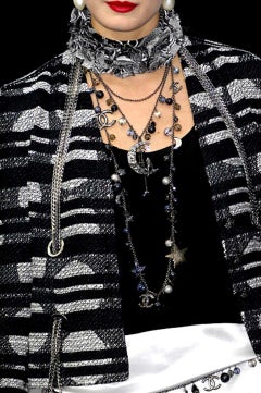 Chanel Karl Lagerfeld Tweed Jacket with CC Logo Pearl Chains NEW 48FR