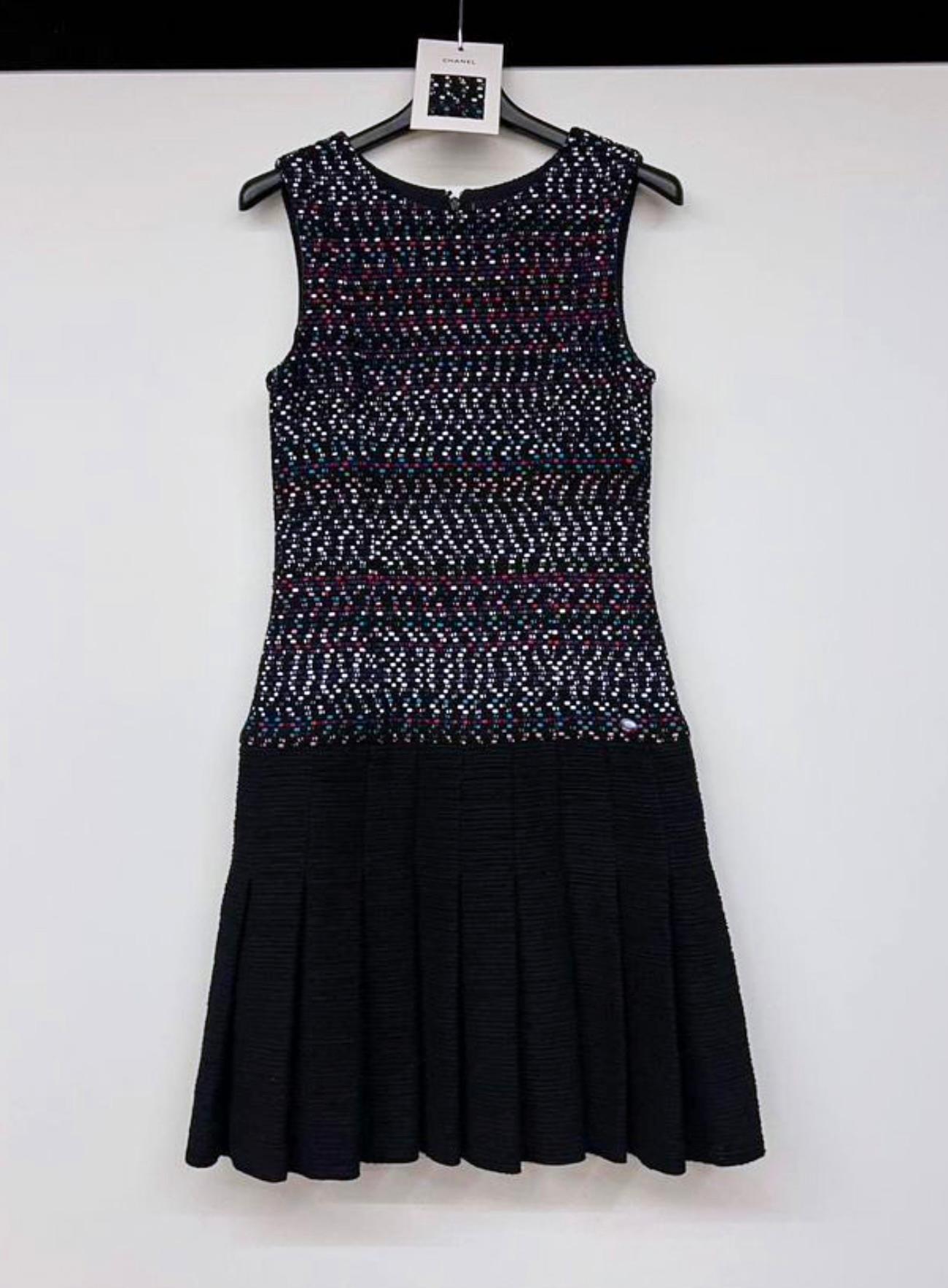 Women's or Men's Chanel Kate Middleton Style Black Tweed Dress 38 FR