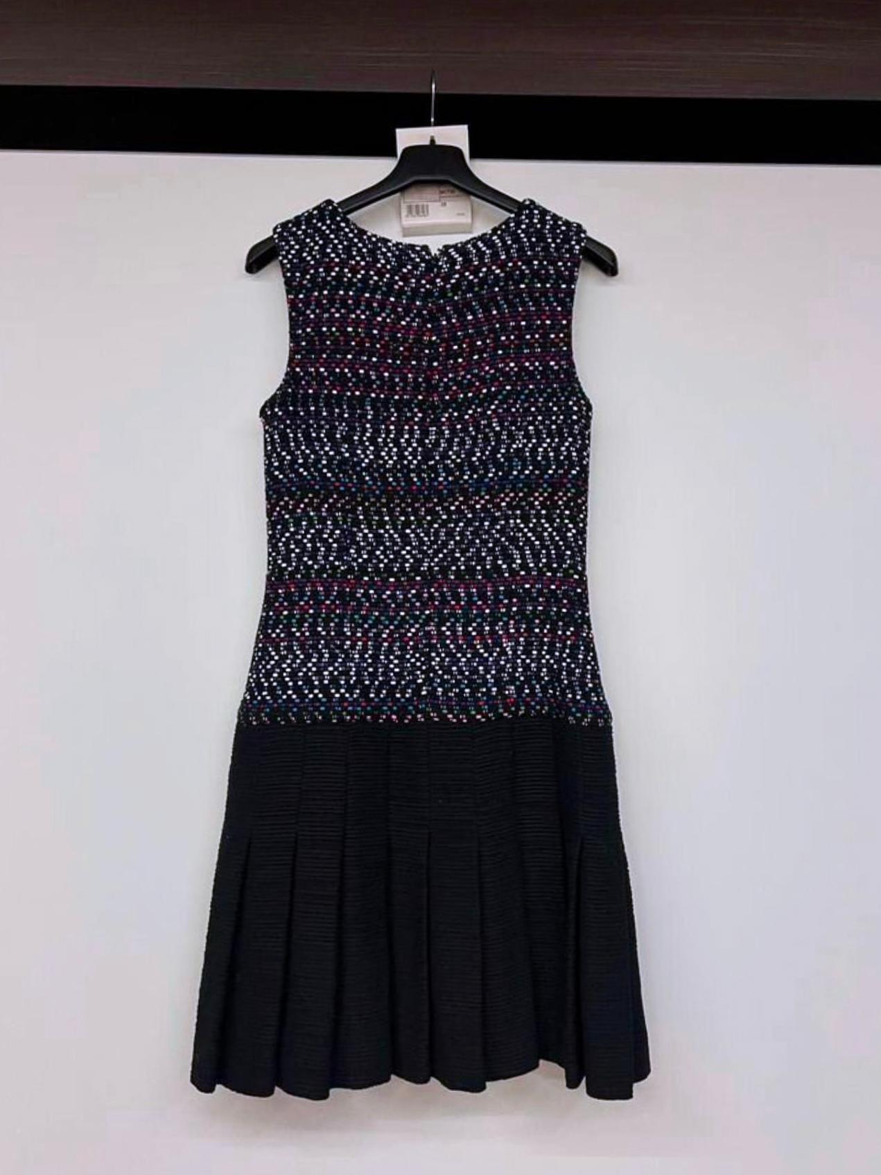 Chanel Kate Middleton Style Black Tweed Dress 38 FR 2