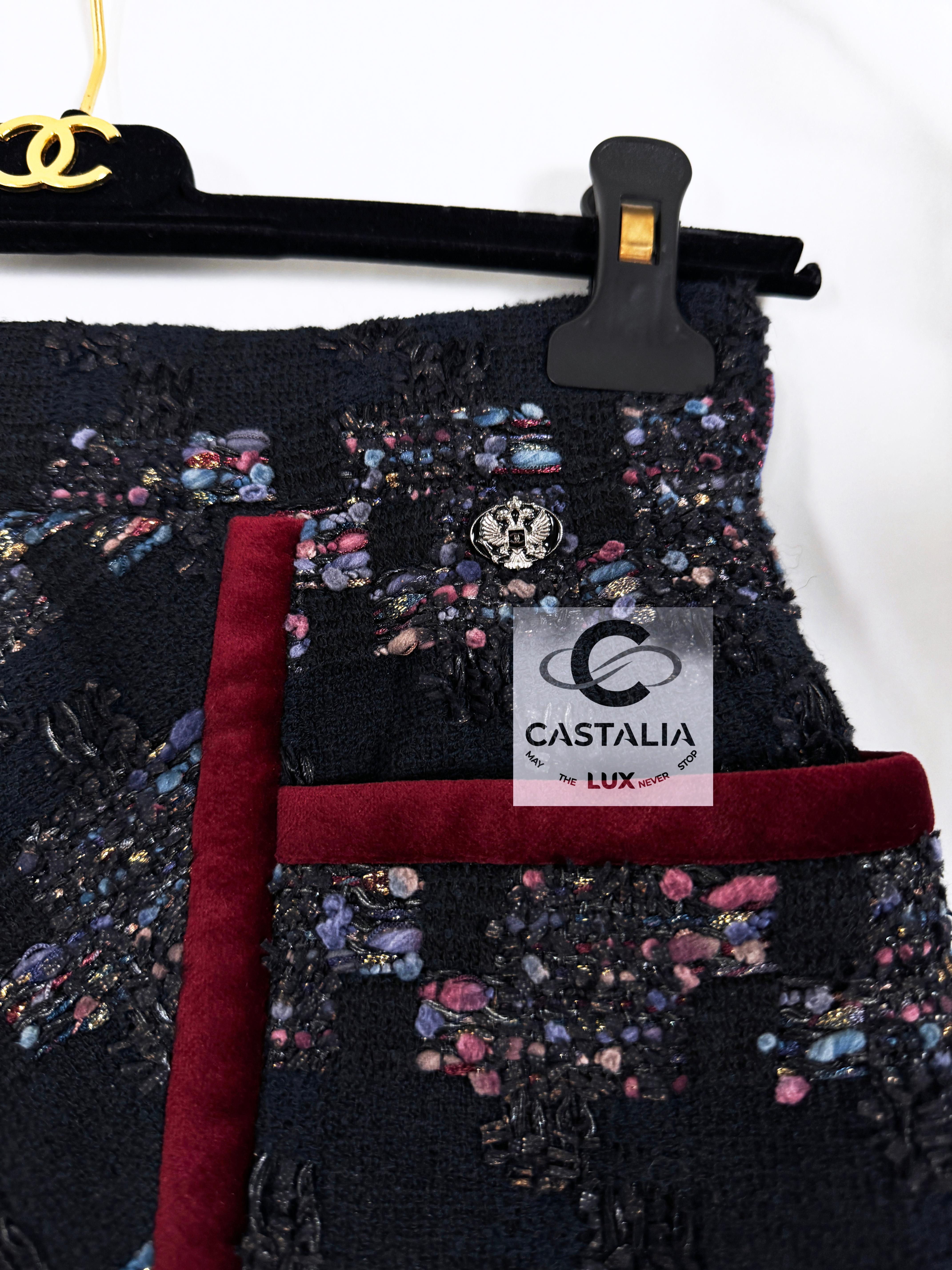 Chanel Keira Knightley Style Black Tweed Skirt 34 FR For Sale 1