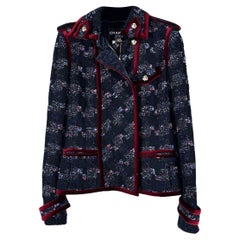 CHANEL Keira Knightley Style CC Eagle Buttons Black Tweed Jacket
