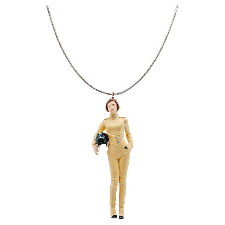 CHANEL Coco Mark Lambskin Leather Pearl Choker w/Accessories Ladies 21.6 cm