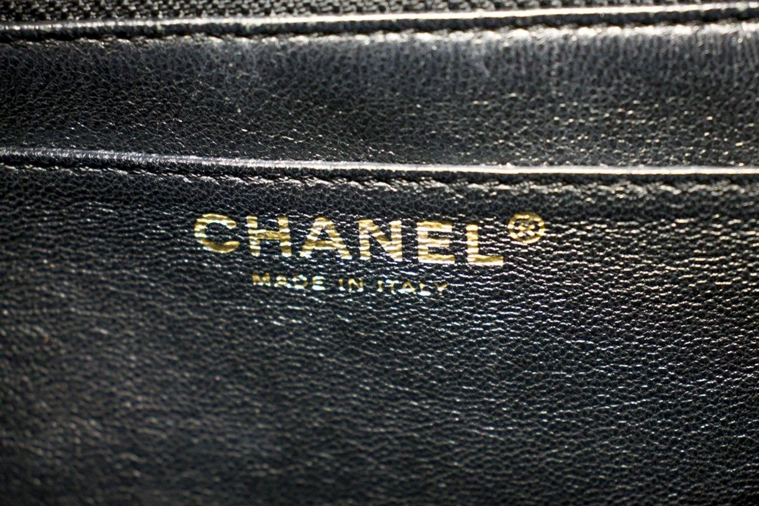 CHANEL Kelly Caviar Handbag Bag Black Flap Leather Gold Hardware 10