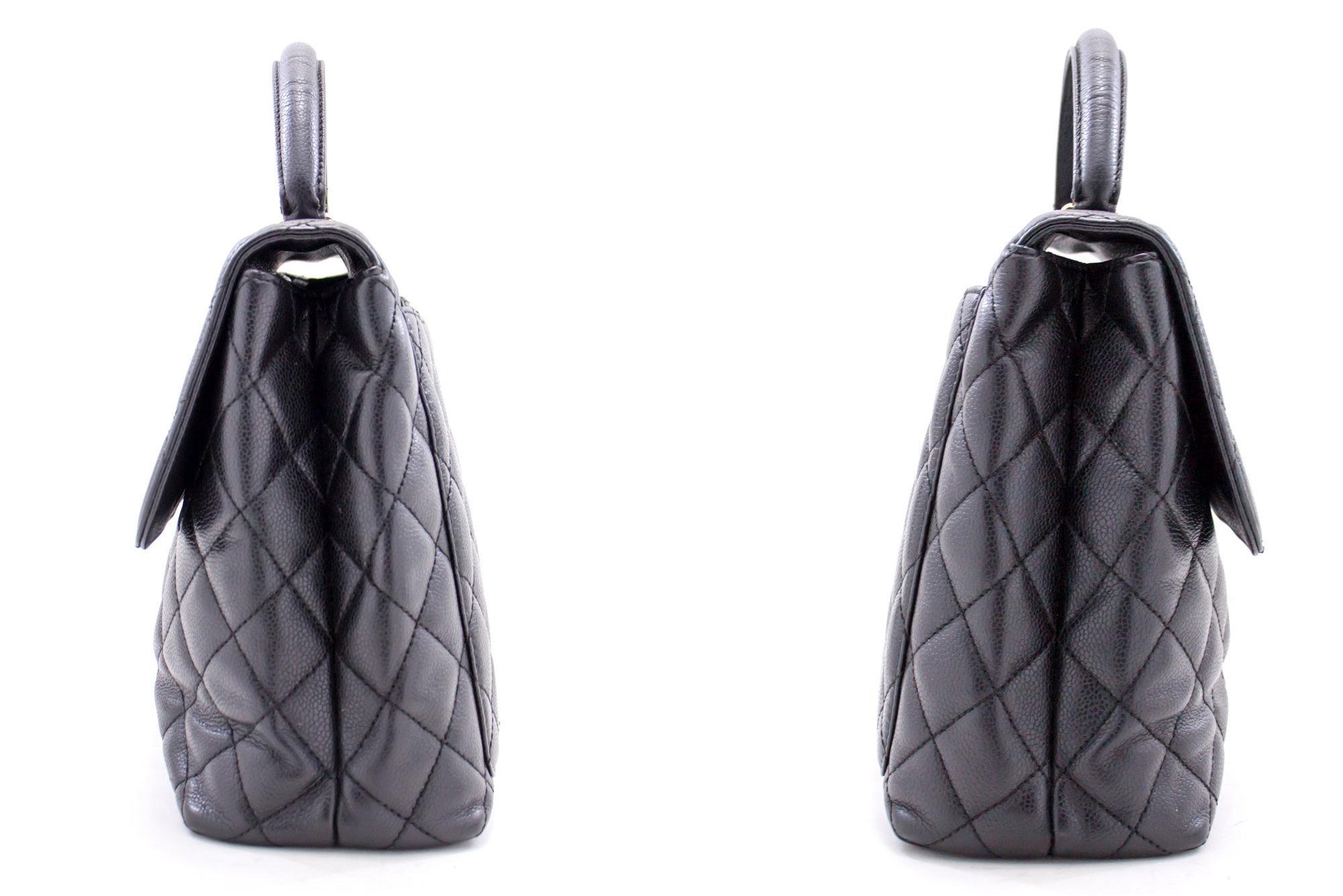 CHANEL Kelly Caviar Handbag Bag Black Flap Leather Gold Hardware In Good Condition In Takamatsu-shi, JP