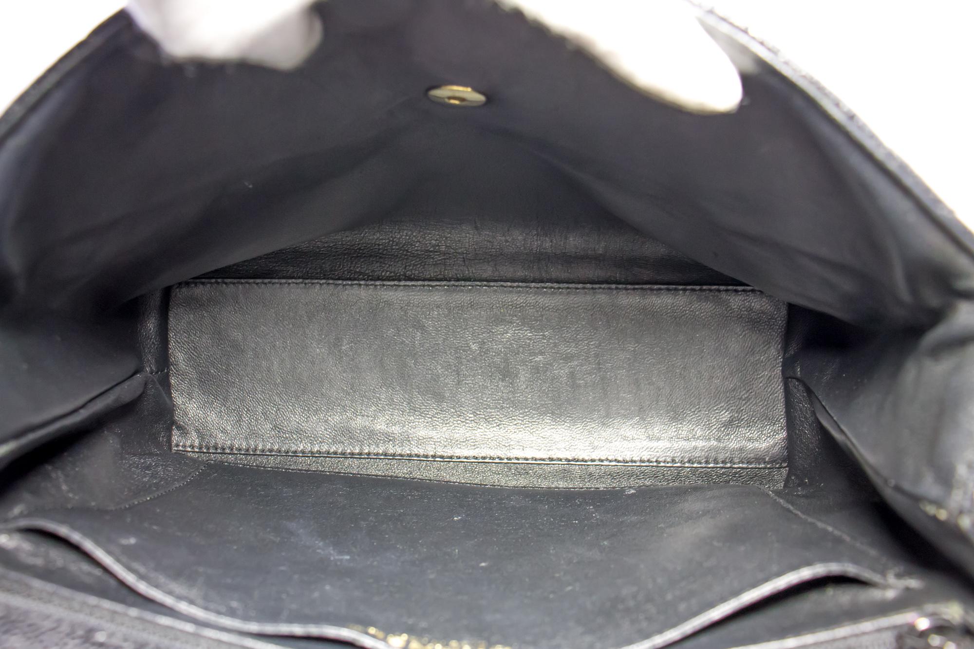 CHANEL Kelly Caviar Handbag Bag Black Flap Leather Gold Hardware 4