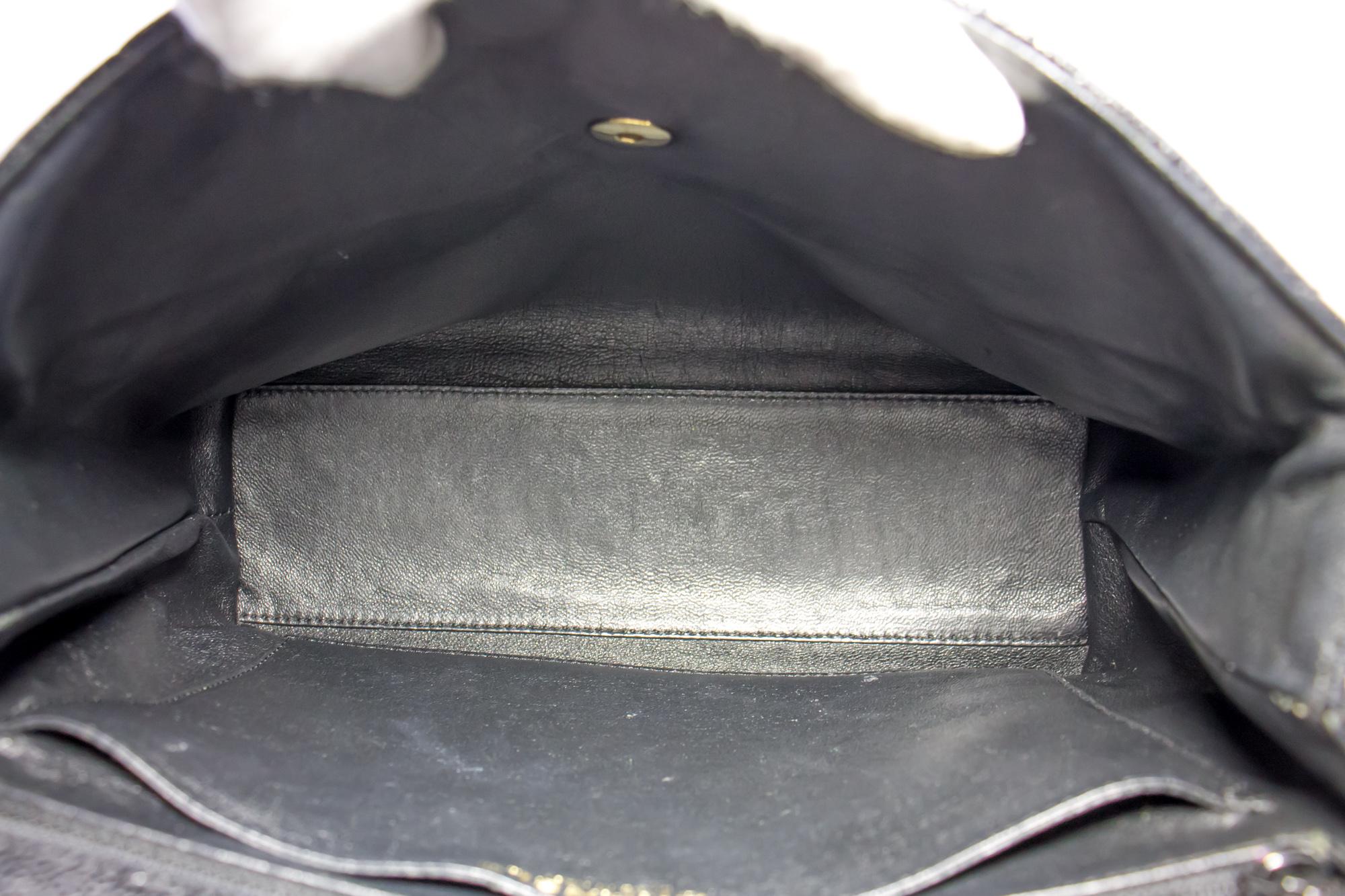 CHANEL Kelly Caviar Handbag Bag Black Flap Leather Gold Hardware For Sale 4
