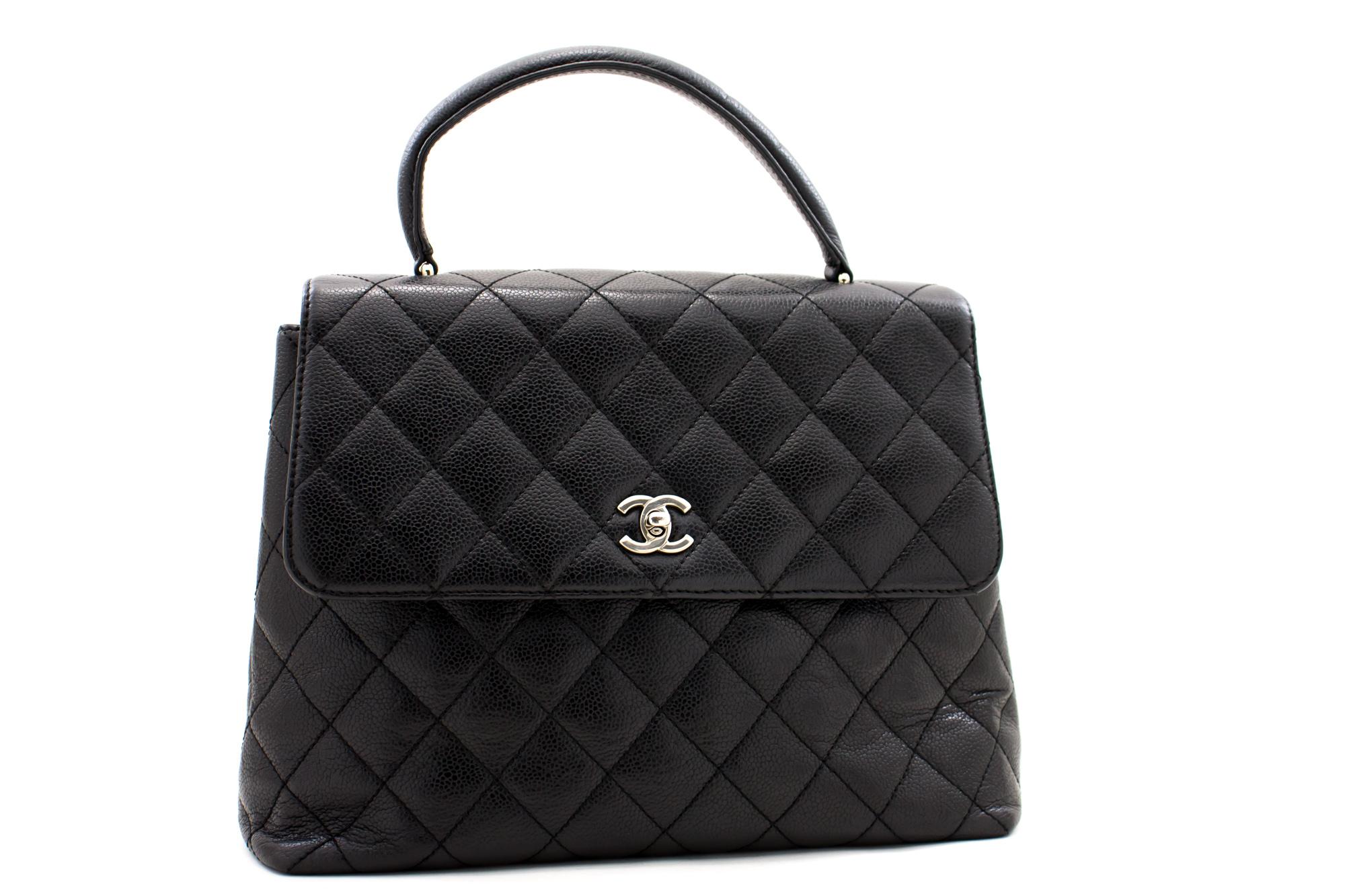 An authentic CHANEL Kelly Caviar Handbag Bag Black Flap Leather Silver Hardware. The color is Black. The outside material is Leather. The pattern is Solid. This item is Contemporary. The year of manufacture would be 2000-2 0 0 2 .
Conditions &