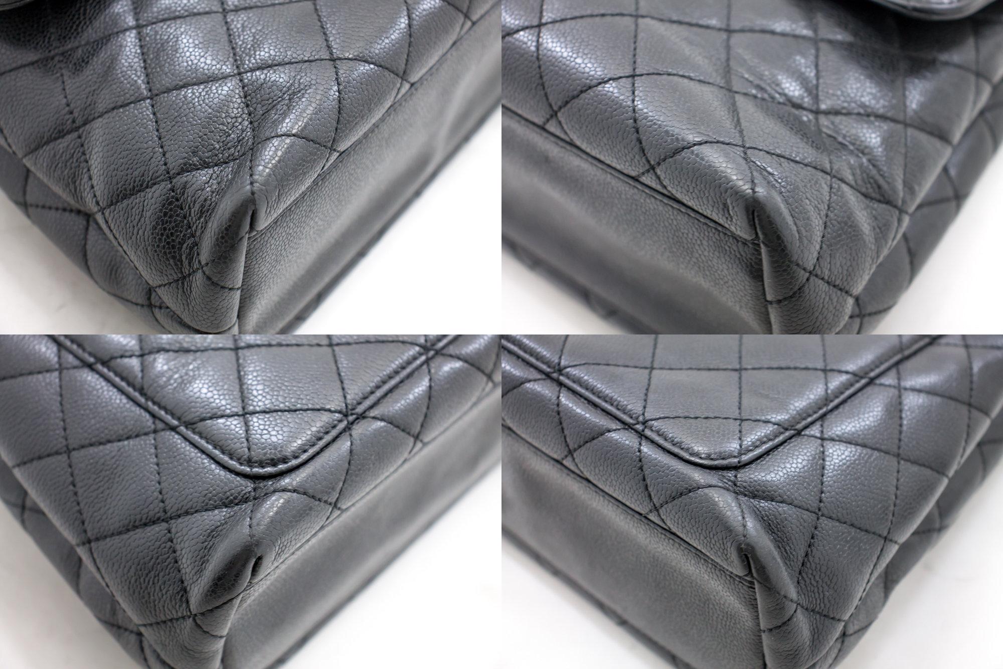 CHANEL Kelly Caviar Handbag Bag Black Flap Leather Silver Hardware In Good Condition In Takamatsu-shi, JP
