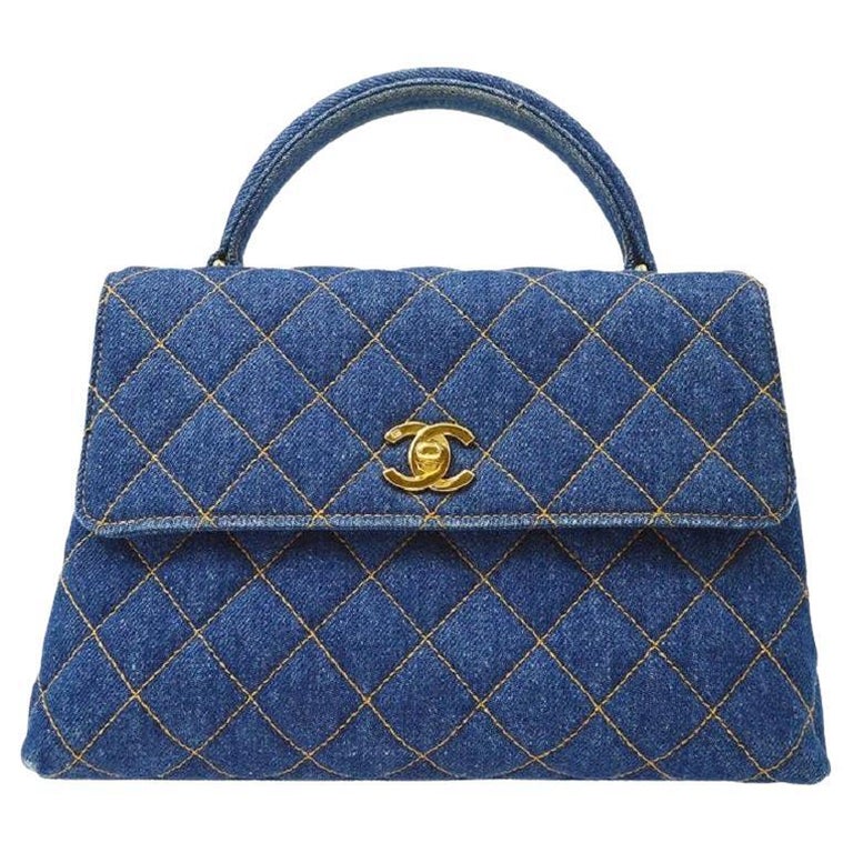 CHANEL Denim Quilted Mademoiselle Top Handle Bag 1210870