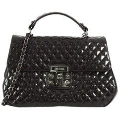Chanel Kelly Mademoiselle Lock Top Handle Bag Quilted Glazed Calfskin East West