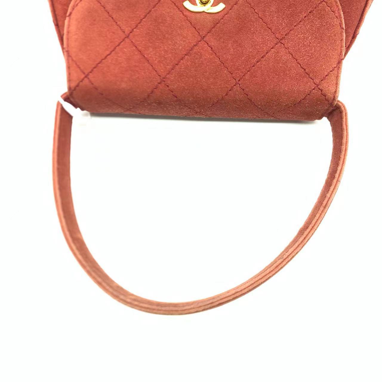 Chanel Kelly Mini 1997 -1999 Caramel Tan Suede Leather Top Handle Bag 4