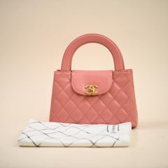 Chanel Nano Kelly Shiny Aged Calfskin Quilted Coral Pink Bag