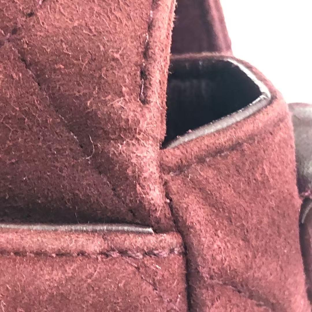Chanel Kelly Mini Vintage Burgundy Suede Leather Top Handle Bag For Sale 12