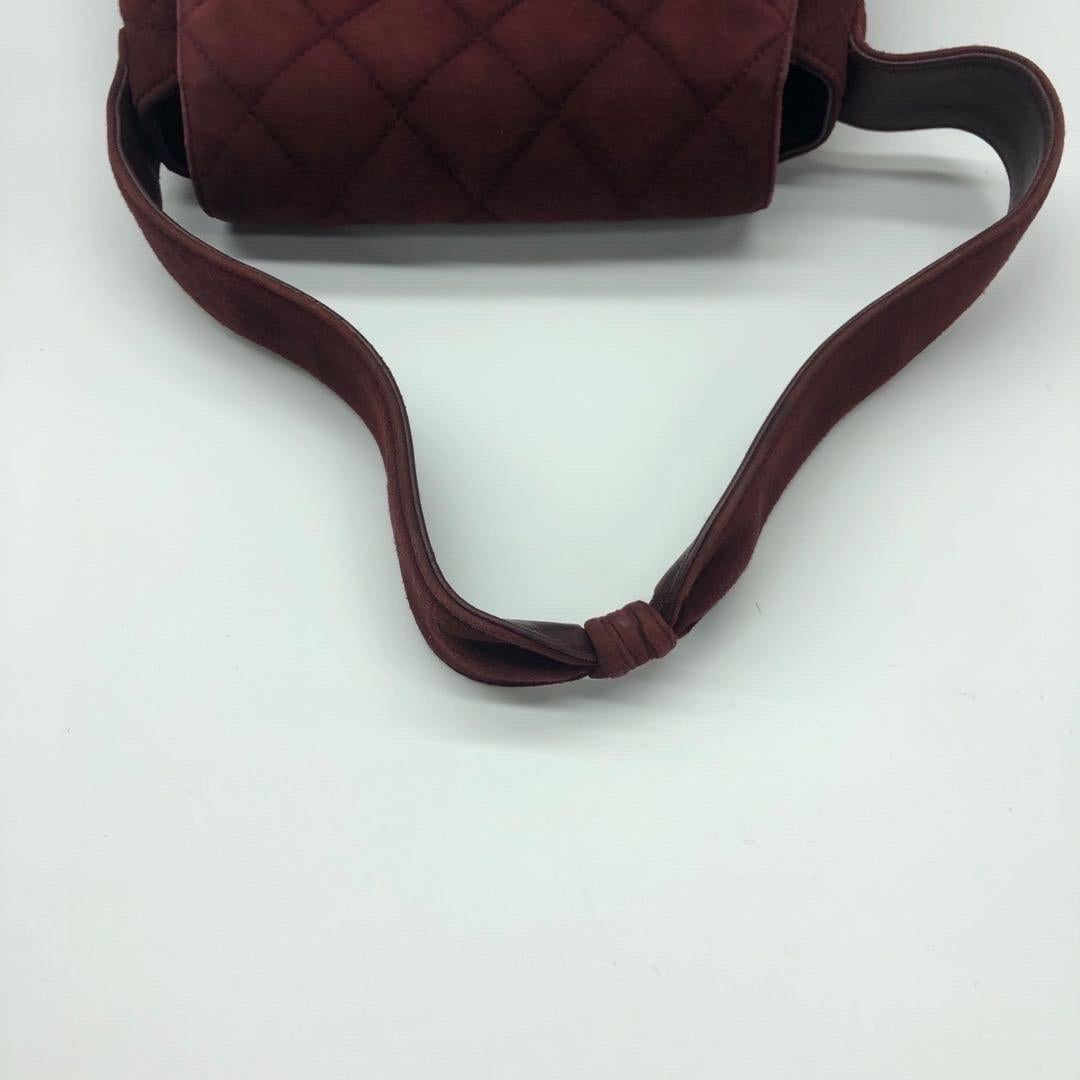 Chanel Kelly Mini Vintage Burgundy Suede Leather Top Handle Bag For Sale 1